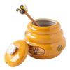 Alipis Ceramic Honey Jar with Lid and Wooden Dipper 4.7Oz Small Honey Storage Pot for Kitchen Tabletop Container and Syrup Dispenser view 1