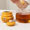 Alipis Ceramic Honey Jar with Lid and Wooden Dipper 4.7Oz Small Honey Storage Pot for Kitchen Tabletop Container and Syrup Dispenser view 2