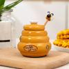 Alipis Ceramic Honey Jar with Lid and Wooden Dipper 4.7Oz Small Honey Storage Pot for Kitchen Tabletop Container and Syrup Dispenser view 3