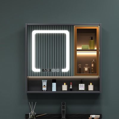 Bathroom lighted medicine cabinet with LED mirror,bathroom mirror with storage anti fog,Touch switch,Storage Shelf,smart bathroom vanity mirror with storage,smart medicine cabinet Time display ( Color