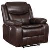 Coaster Home Furnishings - Sycamore - Faux Leather Upholstered Power Recliner Chair with Built-in USB Port, Contour Tufting and Control Panel - Living Room - Dark Brown - 610193P view 1