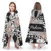 Yeshop Cow Print Patchwork Personalized Kids Hooded Bath Beach Towel,Beach Towel for Girls Birthday Kids Boys view 3