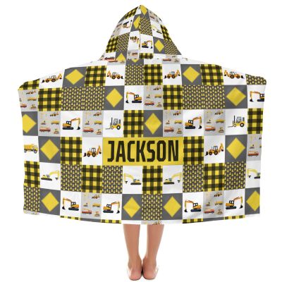 Yeshop Construction Car Truck Patchwork Personalized Kids Hooded Bath Beach Towel,Beach Towel for Girls Birthday Kids Boys