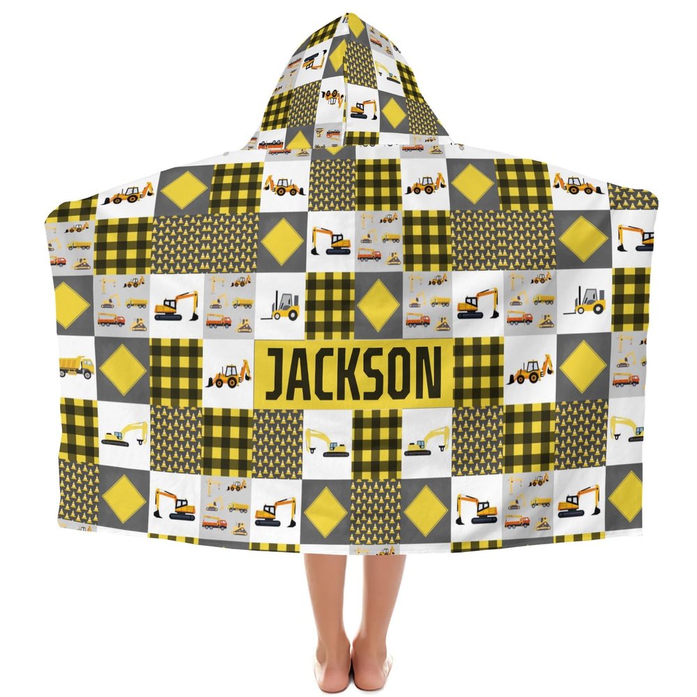 Yeshop Construction Car Truck Patchwork Personalized Kids Hooded Bath Beach Towel,Beach Towel for Girls Birthday Kids Boys