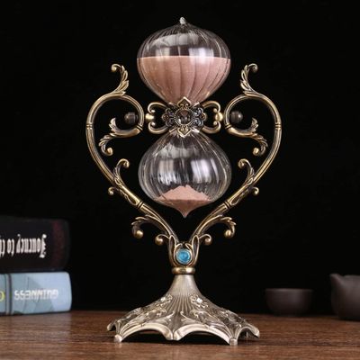 UUNVTOSU Sand Timer Hourglass Timer, 30 Minute Sand Timer, Glass Hourglass, Hour Glasses Decorative, Sand Clock, Sand Hourglass, Large Brass Hour Glass Sandglass for Gifts Hourglass (Color : Pink)