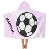 Yeshop Soccer Ball Sports Pink Personalized Kids Hooded Bath Beach Towel,Beach Towel for Girls Birthday Kids Boys view 1