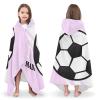 Yeshop Soccer Ball Sports Pink Personalized Kids Hooded Bath Beach Towel,Beach Towel for Girls Birthday Kids Boys view 3