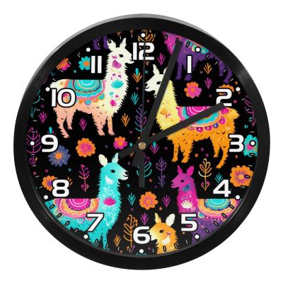 VTGHDEEQ Wall Clock Battery Operated,Easy to Read,Animal Alpaca Llama Print,Round Silent Clock 9.8 in, C7oi3ipsbxya, Ve6b1sypeedm