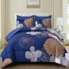 Yiran 7 Pieces Floral Comforter Bedding Sets Bed in a Bag Navy Brown Soft Microfiber Comforter Set with Comforter, Sheets, Pillowcases & Shams King Size 104"90" view 2