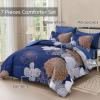 Yiran 7 Pieces Floral Comforter Bedding Sets Bed in a Bag Navy Brown Soft Microfiber Comforter Set with Comforter, Sheets, Pillowcases & Shams King Size 104"90" view 3