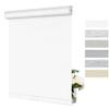 Doing-X Roller Blinds for Window Striped Jacquard Fabrics 100% Blackout Roller Shades with Heat Insulation Cordless Roll up Window Blinds for Office Home Easy to Install,51" W x 36" H,White view 1
