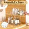 incostar 2 Tier Pull-Out Organizer for Bathroom Kitchen, Under Sink Storage with Dividers, Ideal for Cabinet, Cupboard Organization, Slide-Out Clear Storage, 1 Pack view 4