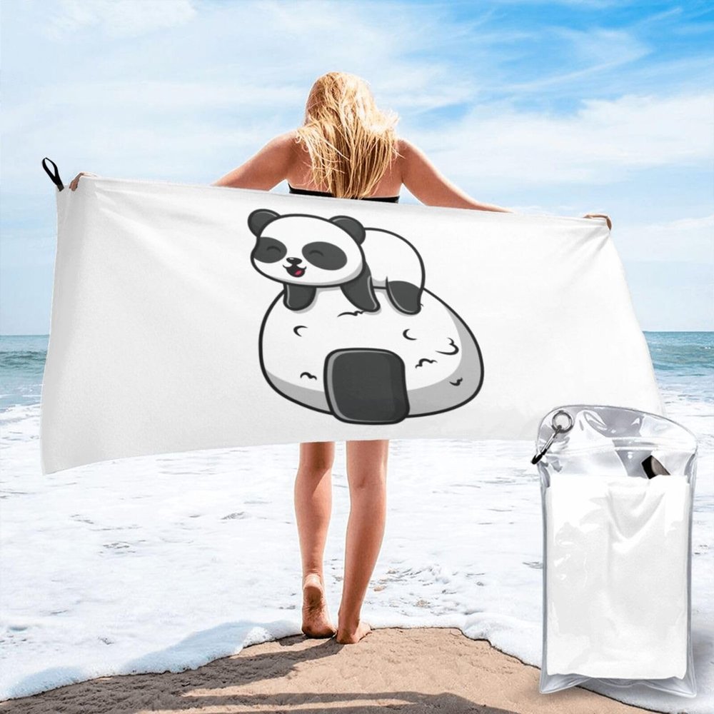 SIYTUAU Cute Panda Rice Balls Bath Towels 27.5"x55" Inch Super Soft Quick Dry Bath Towel Travel Gym Beach Towel Picnic Yoga Blankets