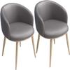 SoOSSN Dining Chairs Set of 2 Counter Corner Leisure Chairs with Metal Legs PU Leather Seat and Backrests Dining Chairs (Color:Silver Gray) view 1