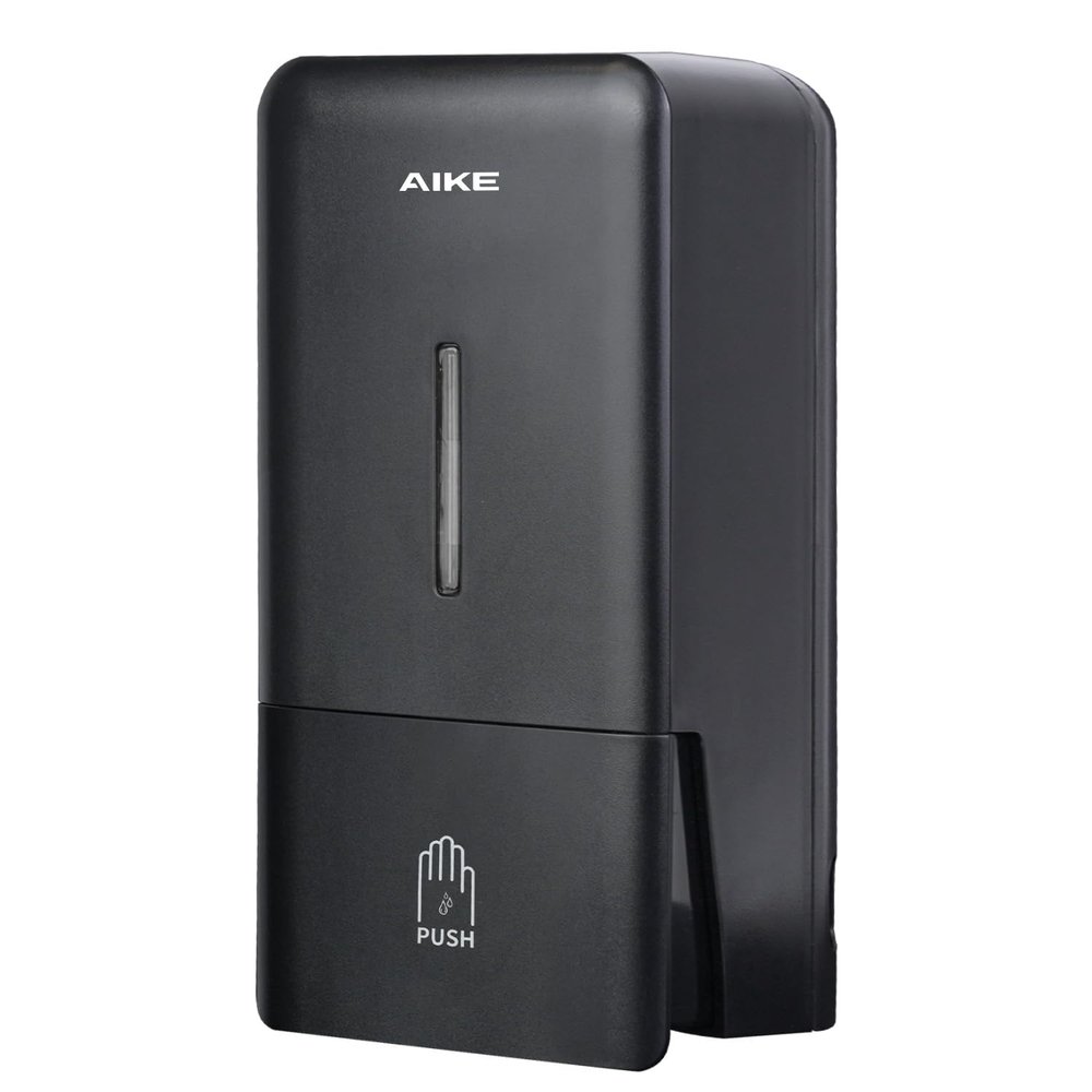 AIKE Wall Mount Liquid Soap Dispenser for Commercial Bathroom 27oz Large Capacity Manual Push Pump Black