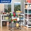 3 Tier Heavy Duty Rolling Utility Cart,18" D x 23.8" W x 36.6" H Rolling Carts with Wheels,Commercial Grade Metal with Handle Bar & Shelf Liner,Trolley Serving Storage Cart for Kitchen Black view 2