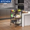 3 Tier Heavy Duty Rolling Utility Cart,18" D x 23.8" W x 36.6" H Rolling Carts with Wheels,Commercial Grade Metal with Handle Bar & Shelf Liner,Trolley Serving Storage Cart for Kitchen Black view 4