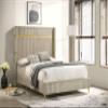Coaster Home Furnishings - Lucia - Wood - Wingback Queen Panel Bed with Gold Trim Accents and Vertical Fluted Upholstery - Bedroom - Beige - 224731Q view 2