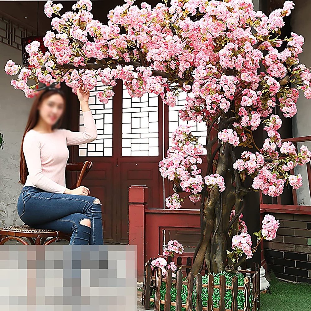 LPLYAA Indoor/Outdoor Simulation Plants Handmade Vivid Flowers Tree Silk Flowers Tree Artificial Cherry Blossom Trees Wishing Tree for Wedding Party Home Decor (Size : 2x2m/6.6x6.6ft)