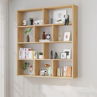 Wooden Floating Bookshelf Wall Mounted Rectangle Bookcase Wall Shelf for Storage, Simple Modern Wall Decorative Display Shelves for Living Room, Bedroom - 4 Tier Open Shelves (Color : D, Size : 120x