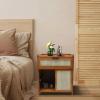 TrueyEssence Modern Rattan Nightstand, Bamboo Bedside Table with Drawer Sofa Side End Table for Bedroom Living Room view 3