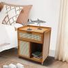 TrueyEssence Modern Rattan Nightstand, Bamboo Bedside Table with Drawer Sofa Side End Table for Bedroom Living Room view 4