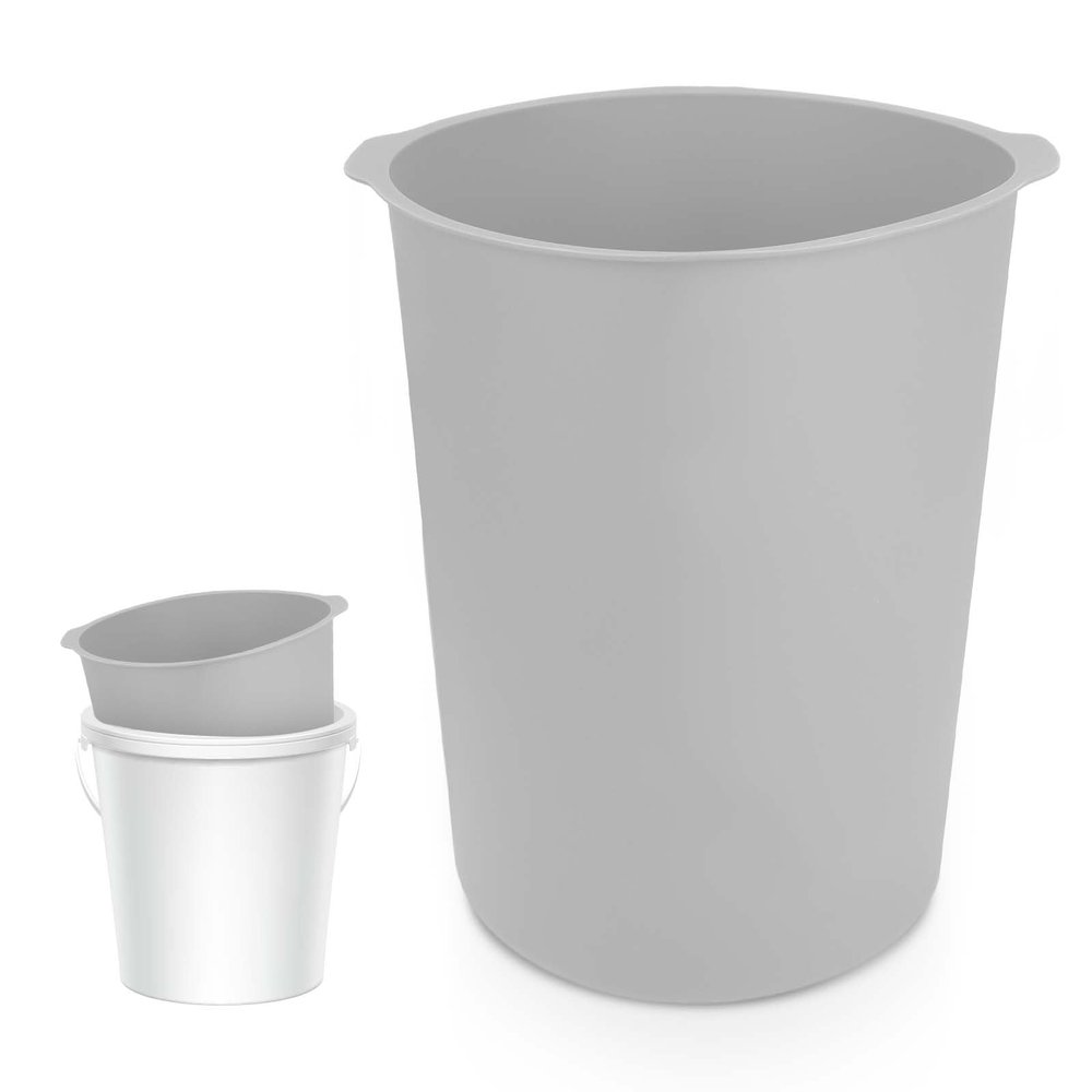 5 Gallon Bucket Liner, Silicone Rubber Bucket Saver Reusable Bucket Lining with Graduated Measurement for Concrete Paint Mix and Thinset (Grey), Gray, 32195