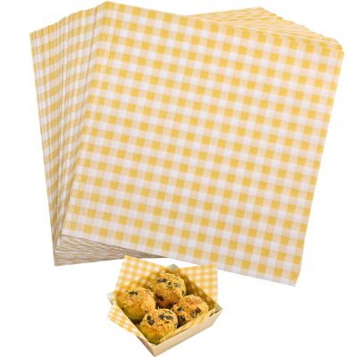 GeeRic Easter Day Waxed Deli Paper Sheets for Food 7 * 7 Inch, 100 Pcs Food Basket Liners for Sandwiches, 2026 Burgers, Checkered Deli Wrap Wax Paper Sheets Yellow