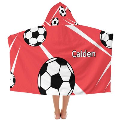 Yeshop Personalized Sport Soccer Name Watermelon Kids Hooded Bath Beach Towel,Beach Towel for Kids Boys Girls Birthday