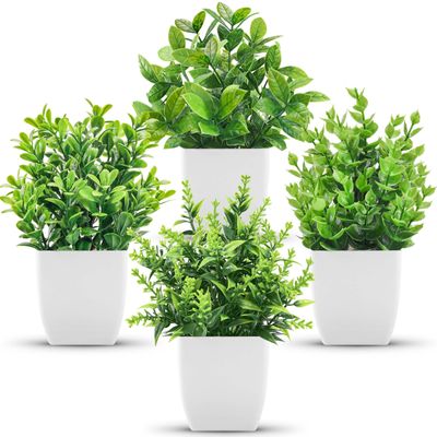 Der Rose 4 Pack Small Fake Plants Artificial Plants Indoor Office Desk Accessories for Aesthetic Room Decor Bathroom Decor
