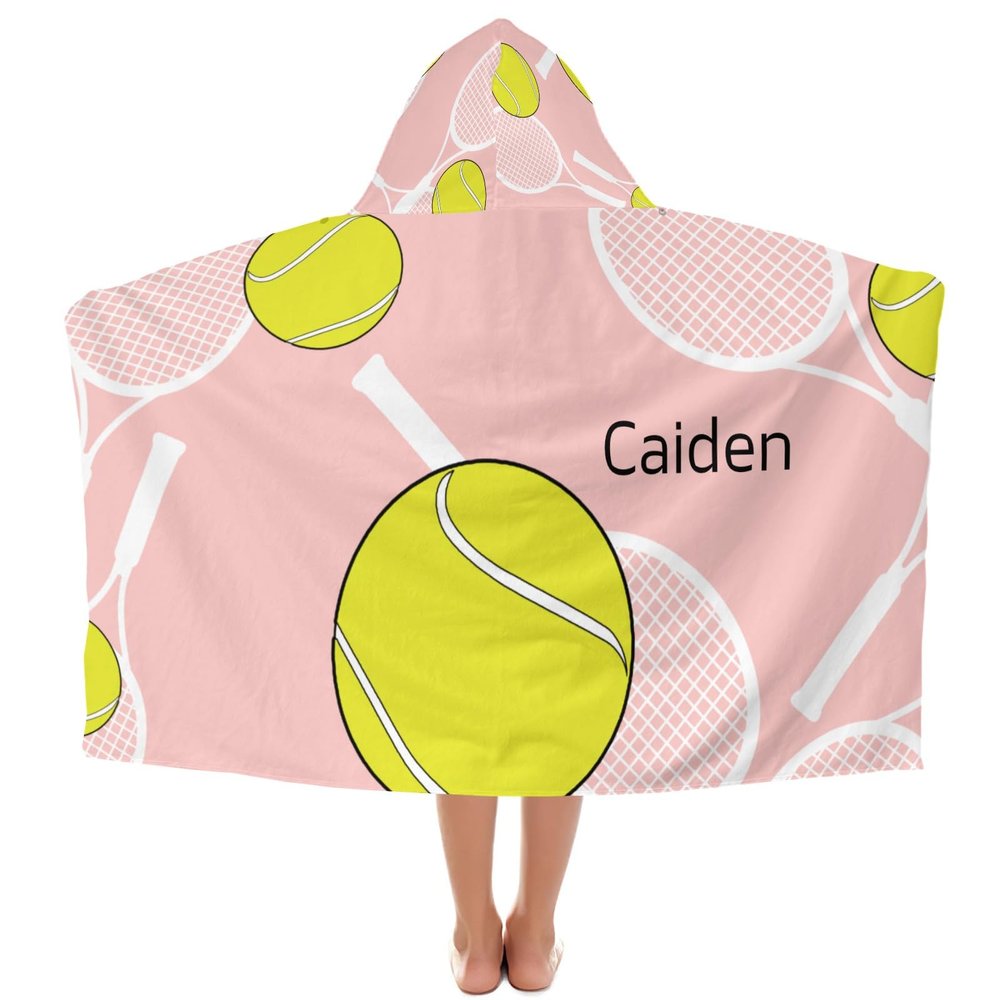 Yeshop Personalized Tennis Ball Sport Player Number Peach Kids Hooded Bath Beach Towel,Beach Towel for Kids Boys Girls Birthday