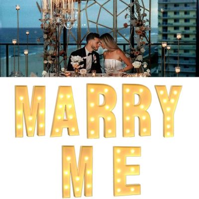 NGEWFGH Light Up Letter Marry Me Letter Lights Decorative LED Alphabet Lights Sign For Valentine's Day Wedding Propose Marriage Party (Color : White, Size : 120cm)