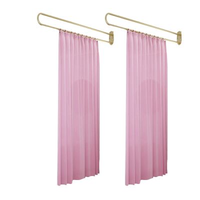 BXKCFYBSQ Privacy Partition Curtain Room Divider/partition, U-Shaped Support Rod Track System, Suitable for Beauty Salons, Clinics, Shared Bedrooms (Color : Pink, Size : 200cm/2PCS)