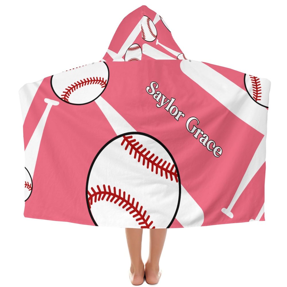 Yeshop Personalized Baseball Sport Number Team Flamigo Kids Hooded Bath Beach Towel,Beach Towel for Kids Boys Girls Birthday