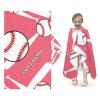 Yeshop Personalized Baseball Sport Number Team Flamigo Kids Hooded Bath Beach Towel,Beach Towel for Kids Boys Girls Birthday view 2