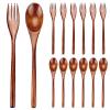 12 Pieces Wooden Forks and Spoons for Eating Utensil Set Lunch Wooden Cutlery Japanese Silverware Sets Flatware Reusable Bamboo Small Utensils Korean Mini Wooden Spoon Fork Set view 1