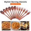 12 Pieces Wooden Forks and Spoons for Eating Utensil Set Lunch Wooden Cutlery Japanese Silverware Sets Flatware Reusable Bamboo Small Utensils Korean Mini Wooden Spoon Fork Set view 2