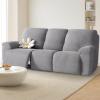 Huierxun 8-Piece Soft Velvet Recliner Sofa Slipcover Stretch Fitted 3 Seats Couch Cover Washable Furniture Protector with Elastic Bottom for Dog,Kids (Light Grey, 3 Seater) view 2