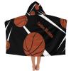 Yeshop Personalized Sport Basketball Player Team Black Kids Hooded Bath Beach Towel,Beach Towel for Kids Boys Girls Birthday view 1