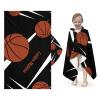 Yeshop Personalized Sport Basketball Player Team Black Kids Hooded Bath Beach Towel,Beach Towel for Kids Boys Girls Birthday view 2