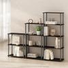 Furinno Turn-N-Tube Book Shelf, 3-Tier Bookshelf, Bookcase with Multipurpose Compact Display Rack, 11.6 x 23.6 x 29.6, for Living Room, Bedroom, Home Office, Black/Grey view 2