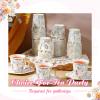 Umigy 60 Sets Tea Party Decorations 6.5 oz Fairy Floral Paper Tea Cups with Handle and Plates Disposable Blossom Teacups and Saucers Sets with Tape for Birthday Hot Cold Drink (Floral,6.5 oz,Blue) view 4