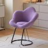 zxhrybh Makeup Chair, Round Upholstered Barrel Vanity Chair, Upholstered Fuzzy Make Up Chairs, for Living Room, Bedroom, Vanity, Office(Purple,Black Frame) view 1