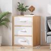 HomeLoft Basics Storage Cabinet with Drawers and Shelves, Small Sideboard Buffet Cabinet for Kitchen Living Room Cabinets White Accent Cabinet, 3 layers view 2