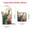 Oven Mitts and Pot Holders Set of 3 Kitchen Oven Gloves Heat Resistant Potholders Non-Slip Hot Pads Oriental Peacock Oven Mits for Cooking Baking Grilling view 2