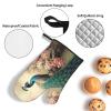Oven Mitts and Pot Holders Set of 3 Kitchen Oven Gloves Heat Resistant Potholders Non-Slip Hot Pads Oriental Peacock Oven Mits for Cooking Baking Grilling view 4