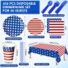 Funnymoom 452 Pcs Patriotic Paper Plates Napkins Cups Set Party Supplies view 2