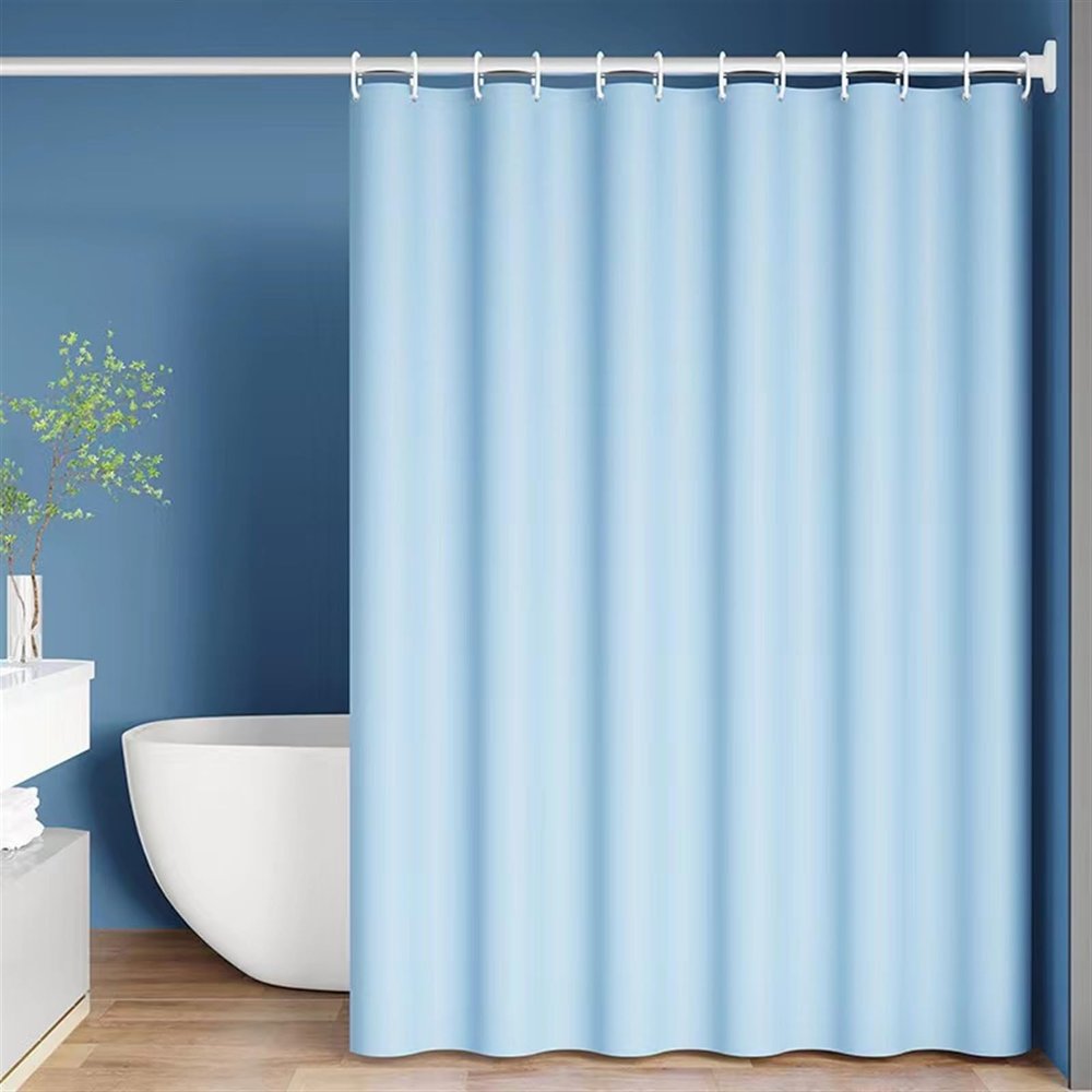 BESTORI Shower Curtain Set with Plastic Hooks Waterproof Decorative Shower Curtains PEVA Bathroom Shower Curtain for Shower Stall Bathtubs Light Blue, 79" L x 71" W