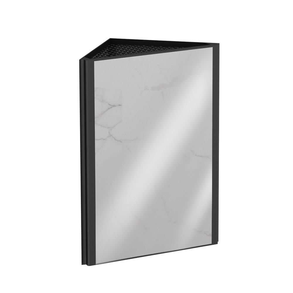 CMYAOYC 25" Bathroom Corner Medicine Cabinet with Mirror, Black Wall-Mounted Bathroom Mirror Cabinet, Corner Storage Shelf with Mirror