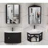 CMYAOYC 25" Bathroom Corner Medicine Cabinet with Mirror, Black Wall-Mounted Bathroom Mirror Cabinet, Corner Storage Shelf with Mirror view 2